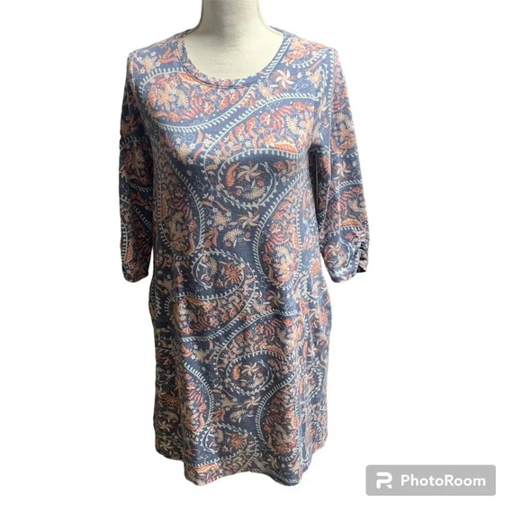 Apt 9 blue paisley dress size small A line pattern with pockets - Picture 1 of 7